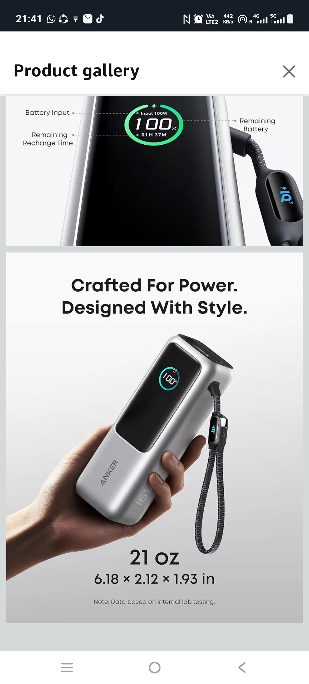 Anker power bank 25,000 mAh