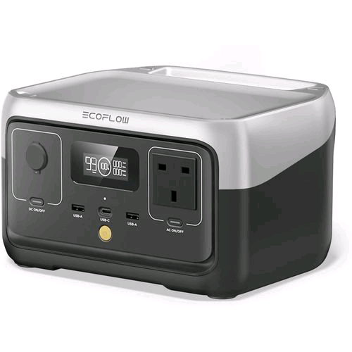 ECOFLOW Portable Power Station RIVER 2, 256Wh LiFeP04 Battery/ 1 Hour Fast Charging, Up To 600W Output, for Laptop, Blender, Light Home Use & outdoor, 5-year Warranty
