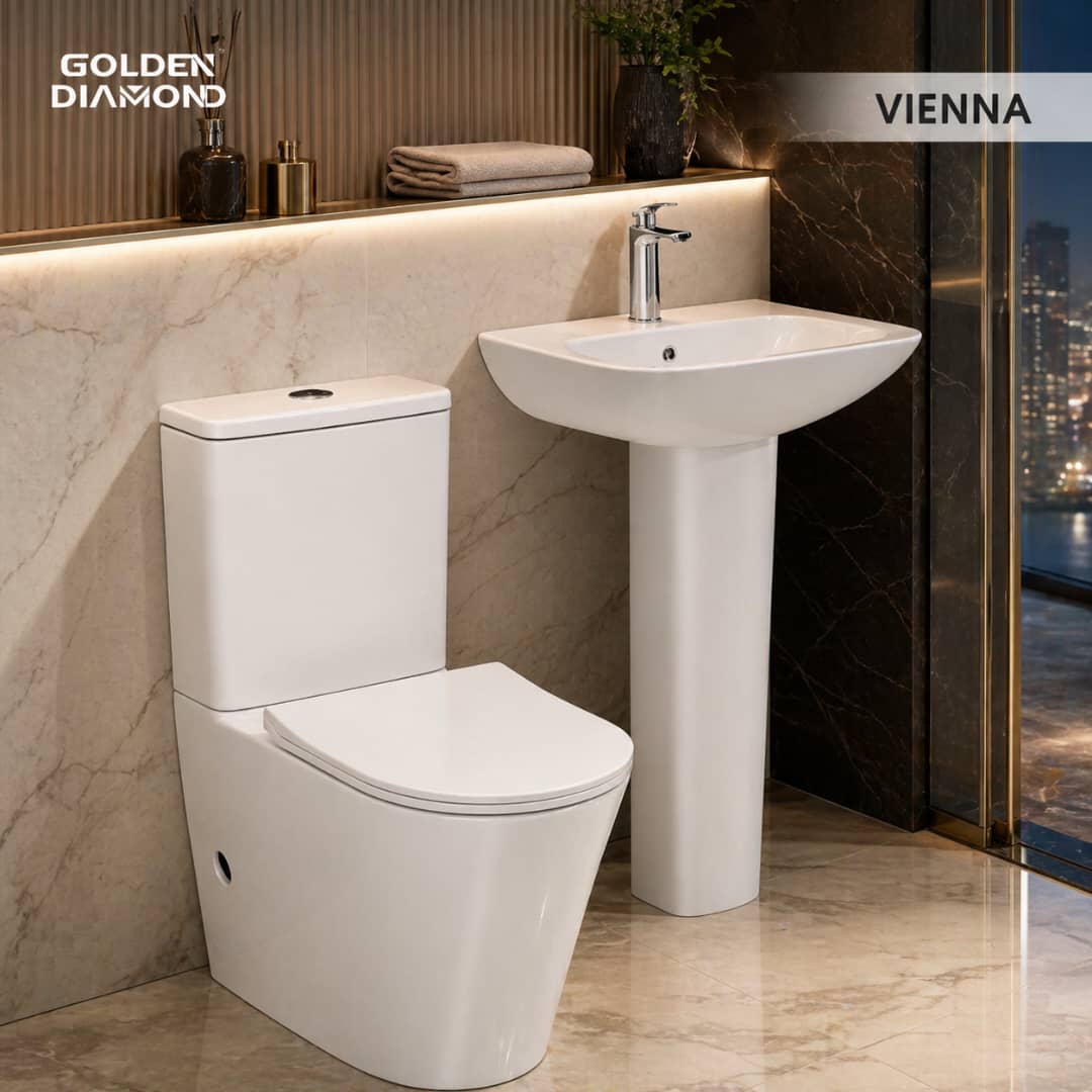 Golden Diamond "Vienna" Contemporary Luxury Water Closet & Basin Combo