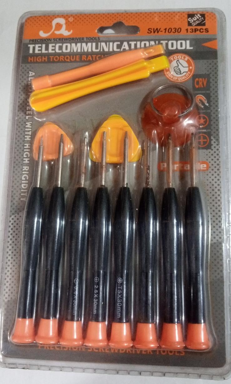 SW-1030 13-Piece Precision Telecommunication Screwdriver Tool Kit High-Rigidity Alloy Steel Repair Set for Electronics and Mobile Devices