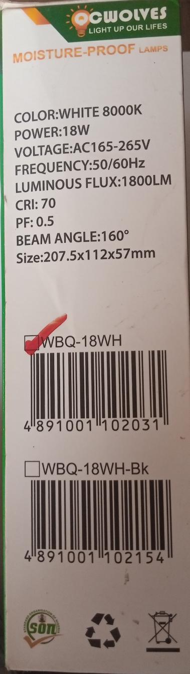 POWOLVES 18W Moisture-Proof LED Lamp