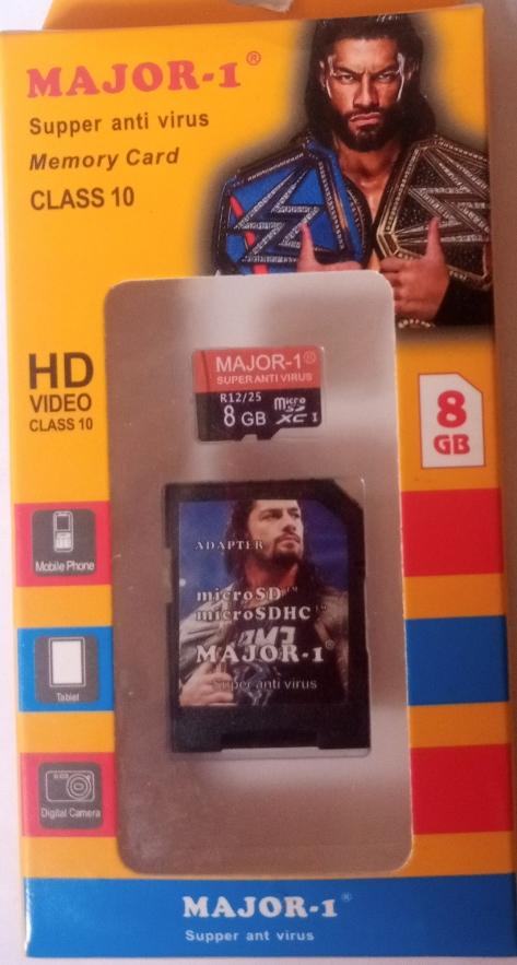 MAJOR-1 8GB Class 10 MicroSD Memory Card with Adapter