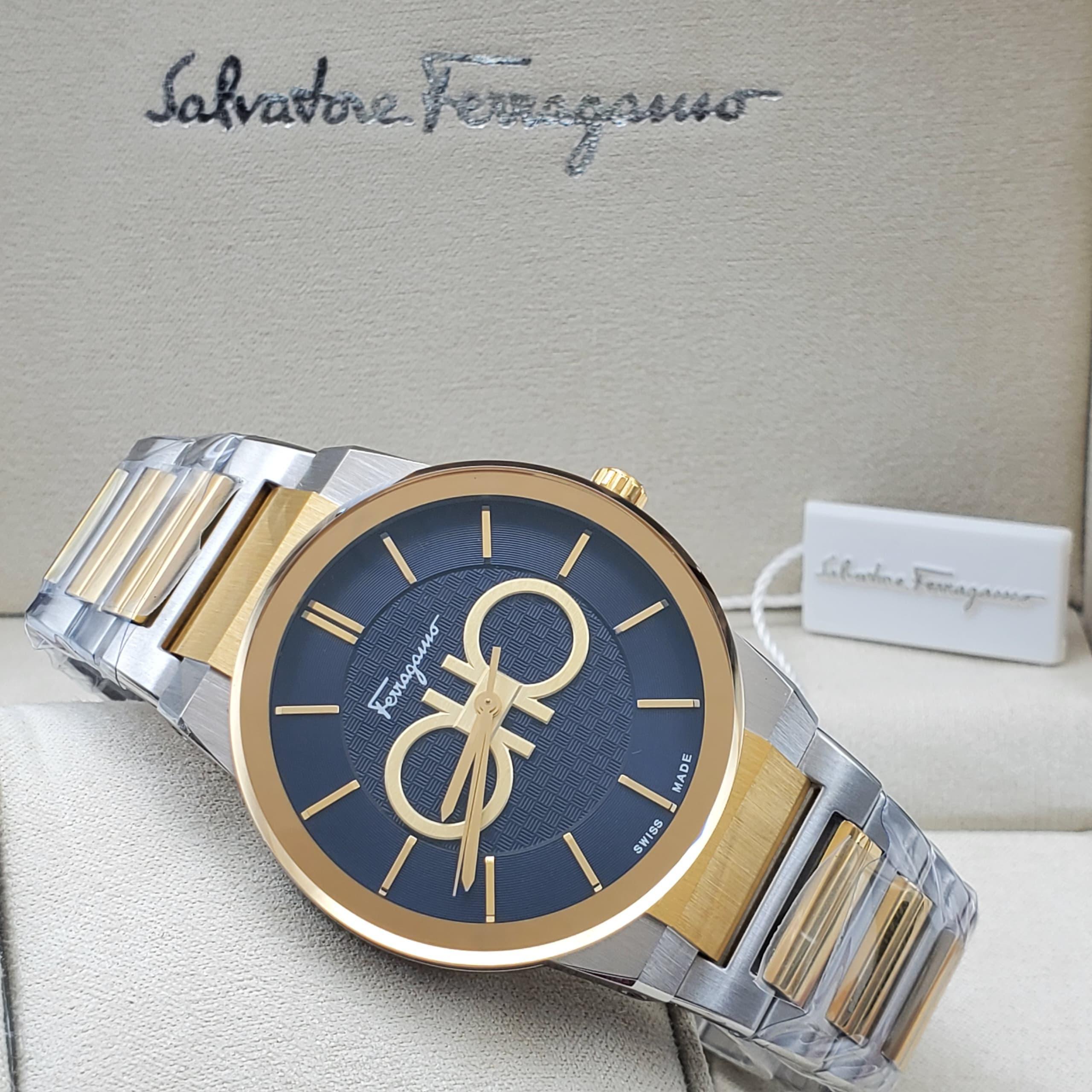 Salvatore Ferragamo Gold Stainless Steel Chronograph Watch
