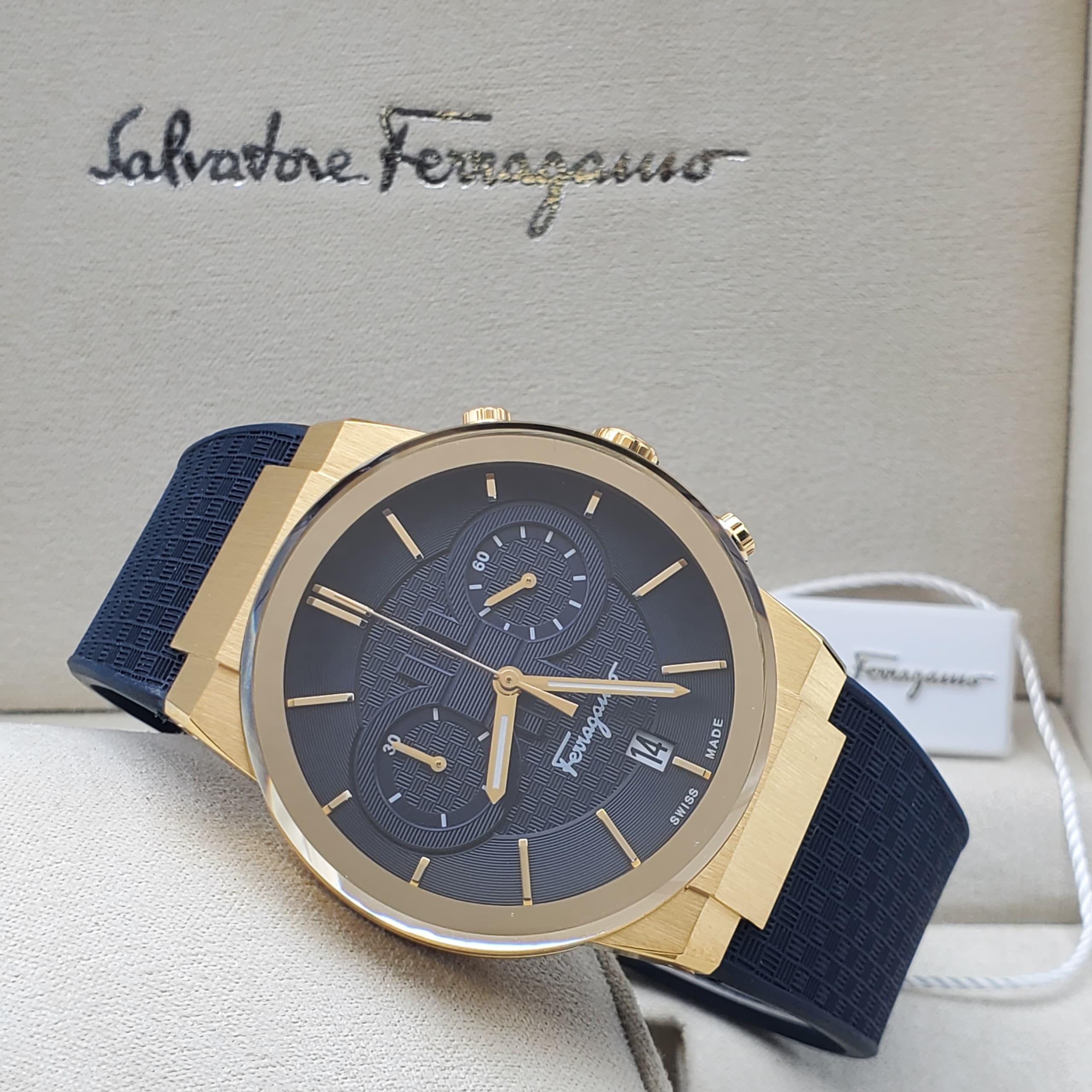 Salvatore Ferragamo Gold Stainless Steel Chronograph Watch