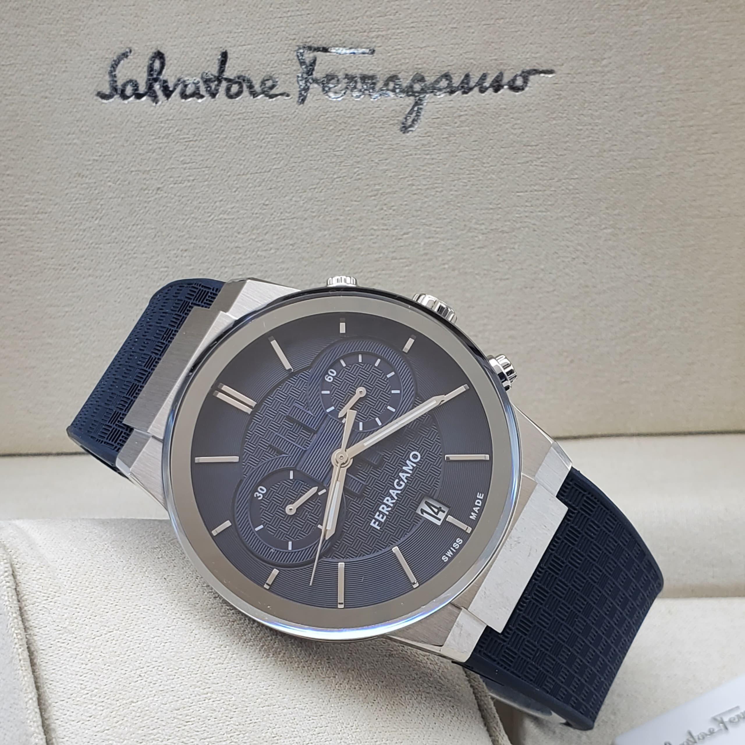 Salvatore Ferragamo Gold Stainless Steel Chronograph Watch