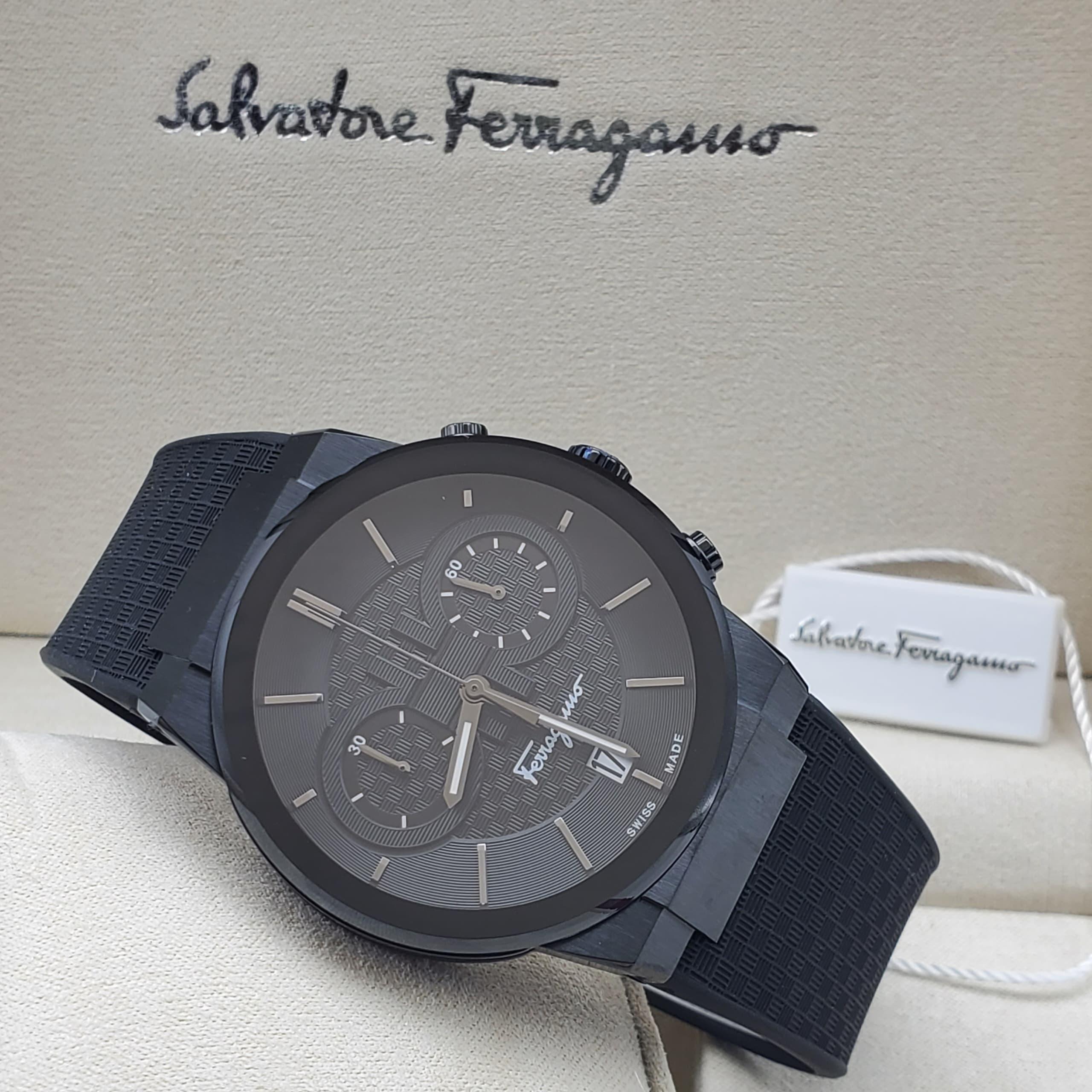 Salvatore Ferragamo Gold Stainless Steel Chronograph Watch